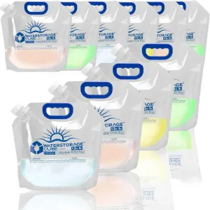 WaterStorageCube Premium Collapsible Water Container Bag, BPA Free Food Grade Clear Plastic Storage Jug for Camping Hiking Backpack Emergency, No-Leak Freezable Foldable Water Bottle 1.3/2.6 Gallon