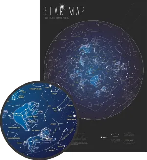 Waypoint Geographic Glow in The Dark Star Map, Laminated Map of The Stars and Constellation, Durable Reference Map, Stunning Wall Art for Star Gazers, 33” x 23”