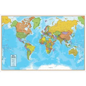 Waypoint World Laminated Wall Map, Blue Ocean, 24 x 36in (RWPWG10)
