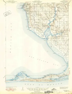 Weeks Bay AL topo map, 1:62500 Scale, 15 X 15 Minute, Historical, 1943, Updated 1950, 22.7 x 17.4 in