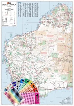 Western Australia Hema 1000 x 1430mm Supermap Laminated Wall Map with Free Map Dots