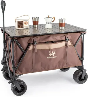 Whitsunday Beach Wagon Cart, 440Lbs Heavy Duty Folding Wagon with All Terrian Wheel, Collapsible Utility Camping Park Wagon Cart with Aluminum Tabletop