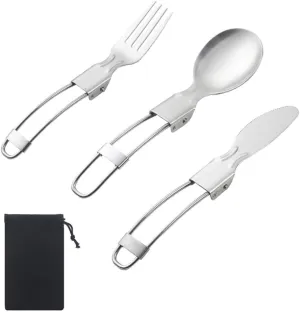 Whitsunday Foldable Portable Camping Cutlery for Travel Outdoors Tableware Hiking Survival Camping
