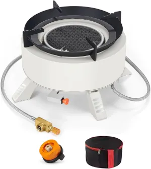 Wind-Resistance Portable Butane Camping Stove with Case，No Flame Adjustable Infrared Gas Stove for Outdoor Cooking, Camping BBQ Hiking.