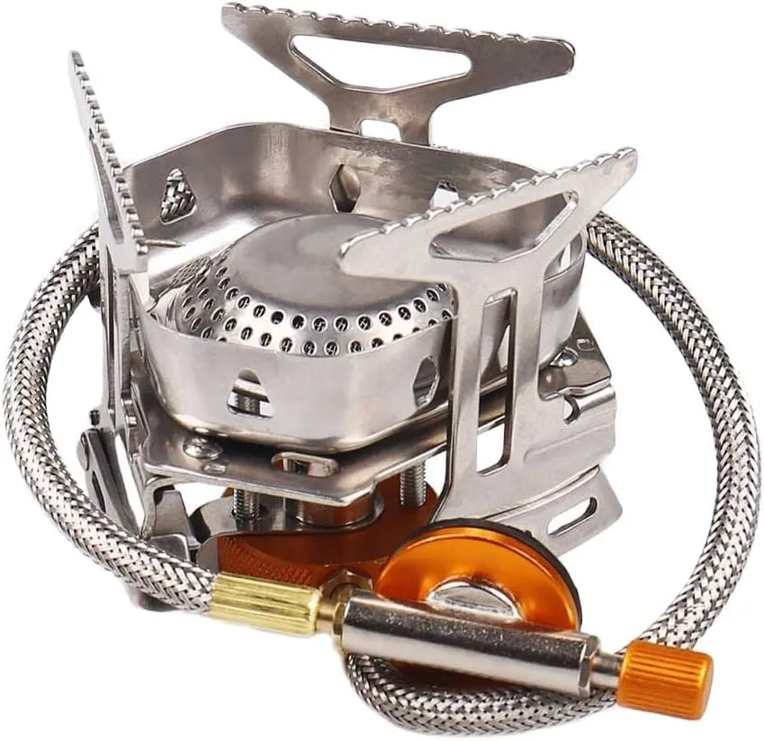 Windproof Outdoor Camping Stove Backpacking Gas Stove Piezo Ignition Burner