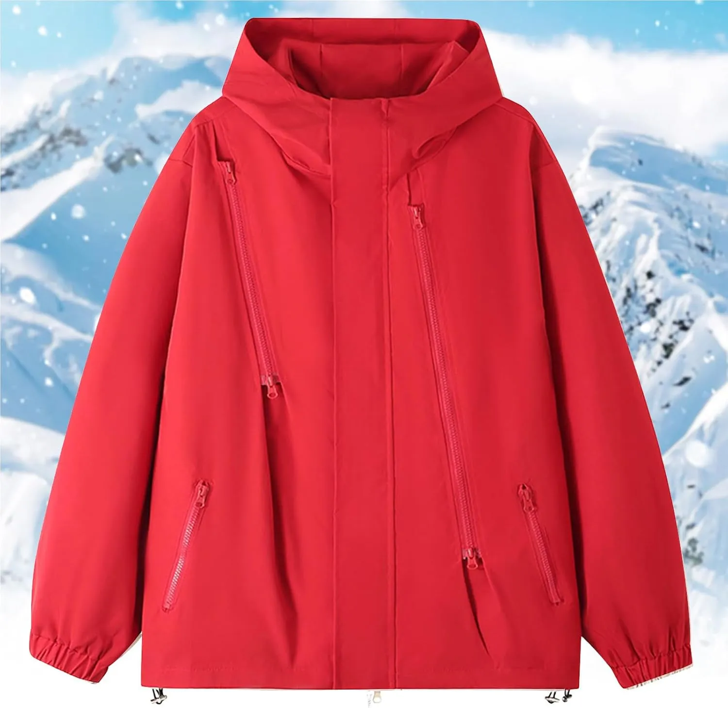 Winter Jackets for Women Oversized Hooded Solid Windproof Raincoat Zip Waterproof Softshell Jacket Women Outdoor