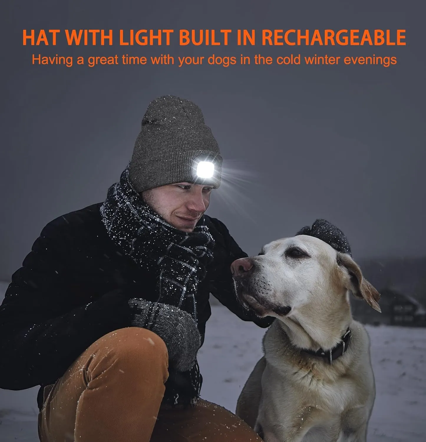 Wmcaps Stocking Gifts Stuffers for Men, Hat with Light Built in, LED Beanie Headlamp for Dad Women Husband Boyfriend Him
