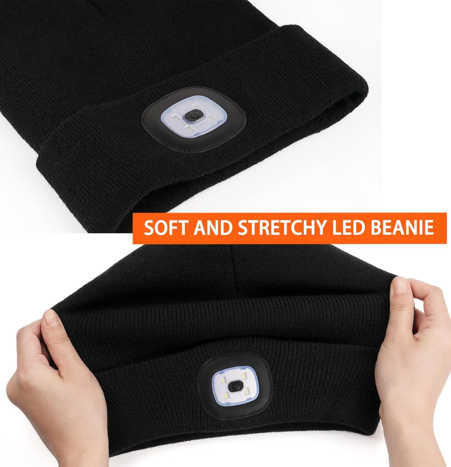 Wmcaps Stocking Gifts Stuffers for Men, Hat with Light Built in, LED Beanie Headlamp for Dad Women Husband Boyfriend Him