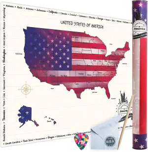 WNG Brands Scratch-Off USA Travel Map - Large Map of The United States for The Wall, Scratch-Off Poster of The USA for Travel, Personalized Travel Map, USA, Travel Tracker, Gifts for Travelers