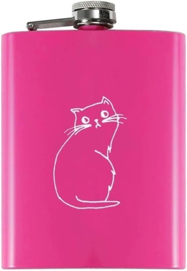 Women Portable Travel Small Flasks Stainless Steel Flasks with Funnel Wedding Party Birthdays 8Oz(D)