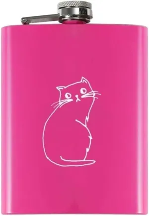 Women Portable Travel Small Flasks Stainless Steel Flasks with Funnel Wedding Party Birthdays 8Oz(D)