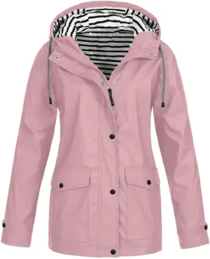 Women's Rain Jacket Waterproof Hooded Windbreaker Lightweight Trench Coat Active Outdoor Raincoat With Hood