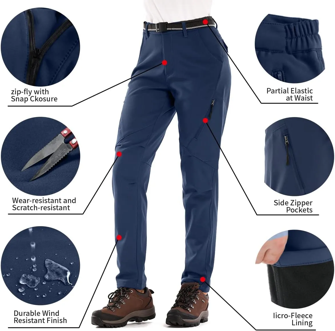 Womens Snow Pants waterproof hiking insulated Snowboard Outdoor Softshell ski Pants Zipper pockets