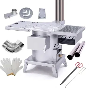 Wood Burning Stove for Home Heating Portable Outdoor Camping Stoves for Winter Camping, Hunting, Hiking, Cooking, Fishing (Size : Panel Grill)