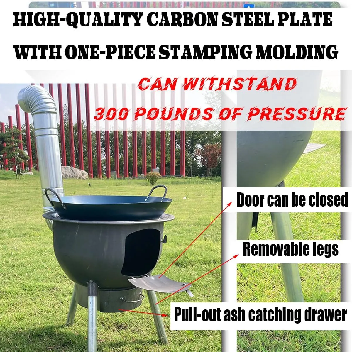 Wood Burning Stove for Outdoor Cooking, Portable Wood Stove, Multi-functional detachable windproof rocket stove for Cooking,Hiking,Backpacking (04 (24.8 in/63cm))