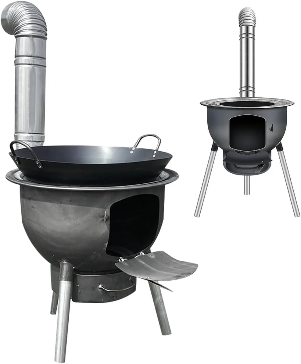 Wood Burning Stove for Outdoor Cooking, Portable Wood Stove, Multi-functional detachable windproof rocket stove for Cooking,Hiking,Backpacking (04 (24.8 in/63cm))