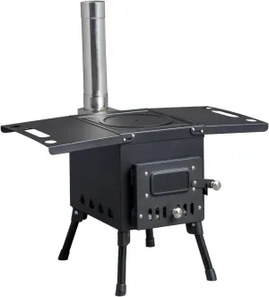 Wood Burning Stove, Hot Tent Stove with Chimney Pipes, Side Racks, Portable Outdoor Camping Stove for Cooking Heating BBQ