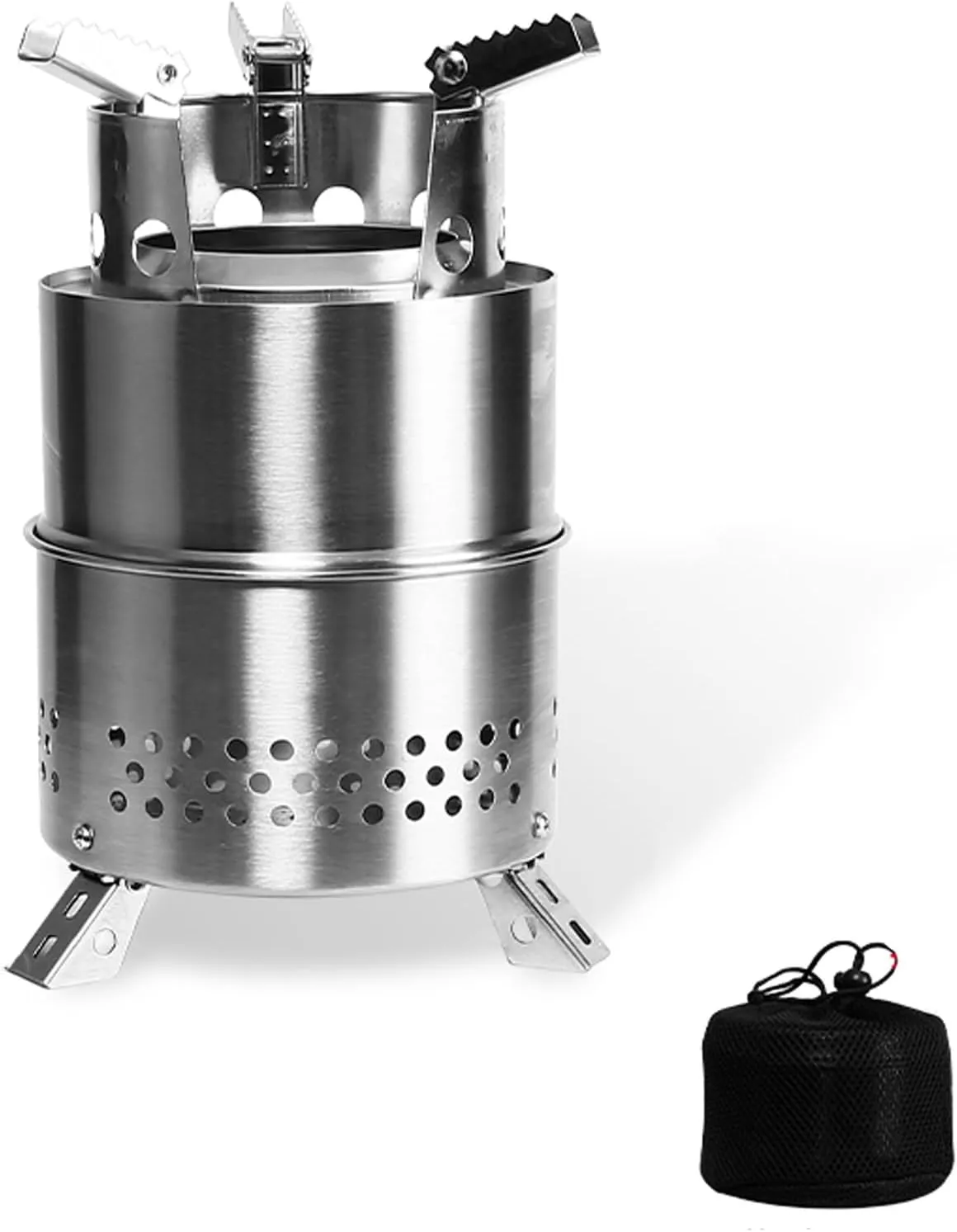 Wood Burning Stove, Mini Foldable Stainless Steel Stove with Storamesh Bag, Outdoor Firewoodnic Stove/L