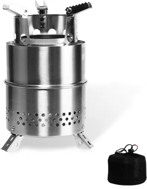 Wood Burning Stove, Mini Foldable Stainless Steel Stove with Storamesh Bag, Outdoor Firewoodnic Stove/L