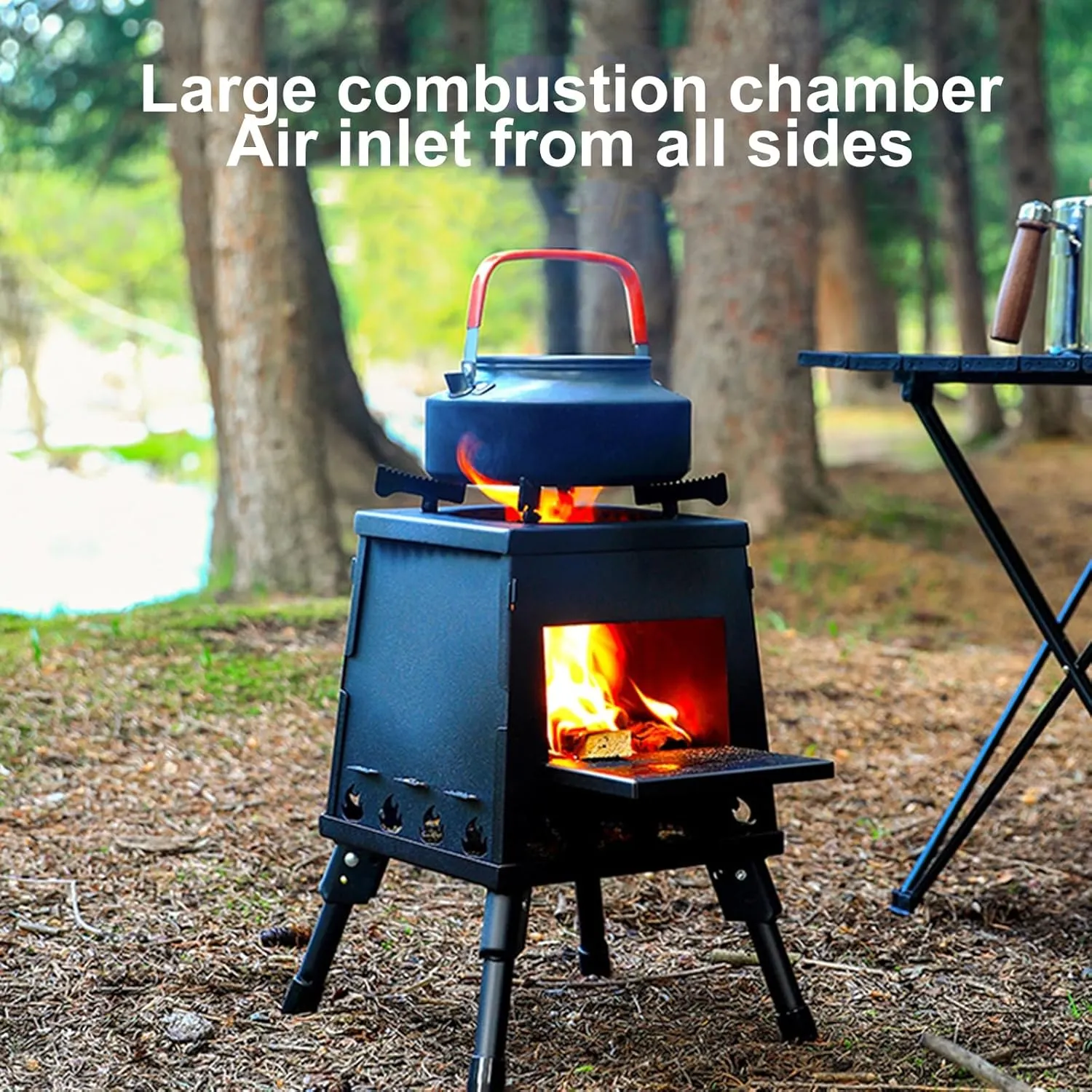 Wood Burning Stove, Small Portable Cast Iron Folding Camping Mini Stove for Outdoor Cooking, Picnic Cooking