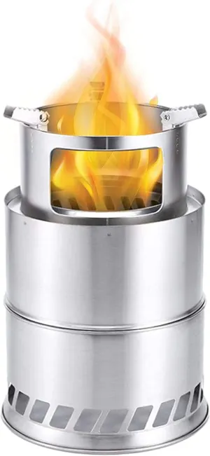 Wood Stove Portable Oven Camping Stove Wood Gasifier for Outdoor Camping Picnic BBQ, Double Wall Design, Stainless Steel, Large Capacity