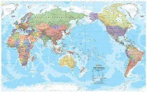 World Political Pacific Centred Wall Map (12th Edition) by Hema Maps