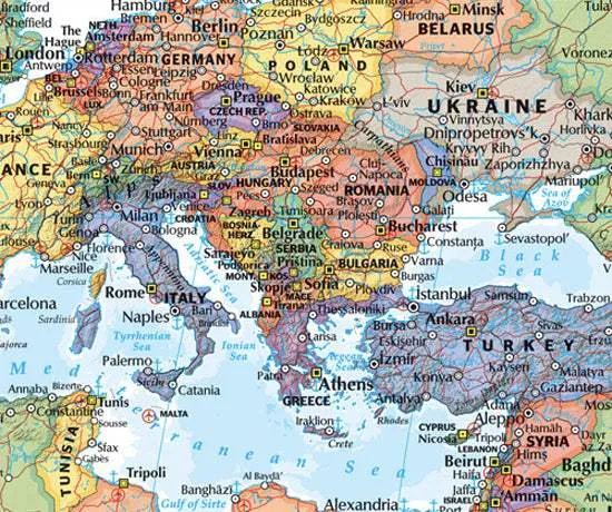 World Political Pacific Centred Wall Map (12th Edition) by Hema Maps