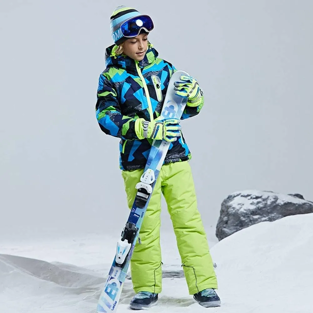 WOWULOVELY Girls Boy's Winter Ski Jackets Waterproof Kids Snowboarding Jacket Snow Coat Thicken Warm Hooded Ski Jacket