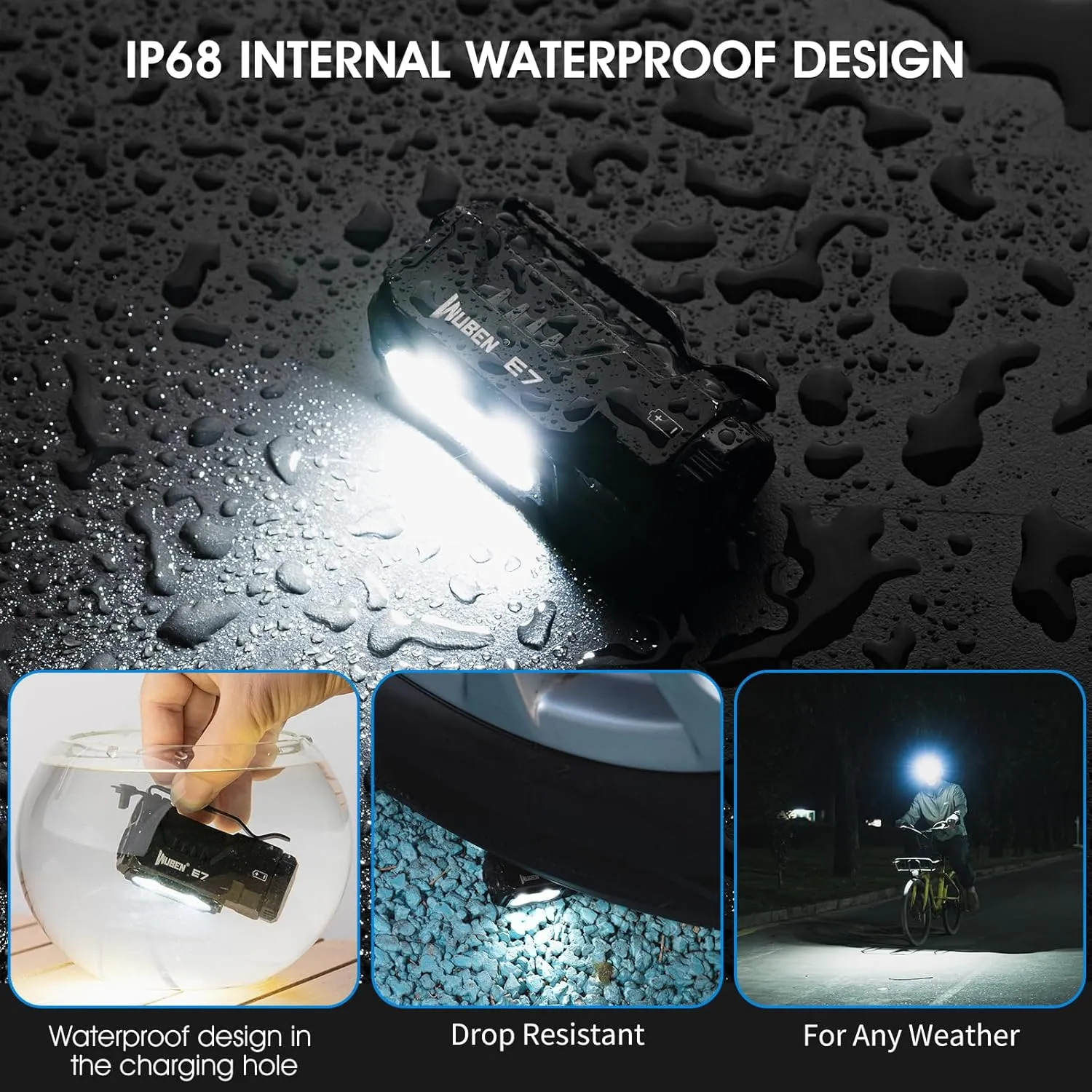 WUBEN E7 EDC Flashlight, 1800 Rechargeable Lumens Mini Flashlight, Super Bright Small Flashlight, 6 Modes IP68 Built-in Waterproof Handheld Flash Light for Emergencies Camping Hiking