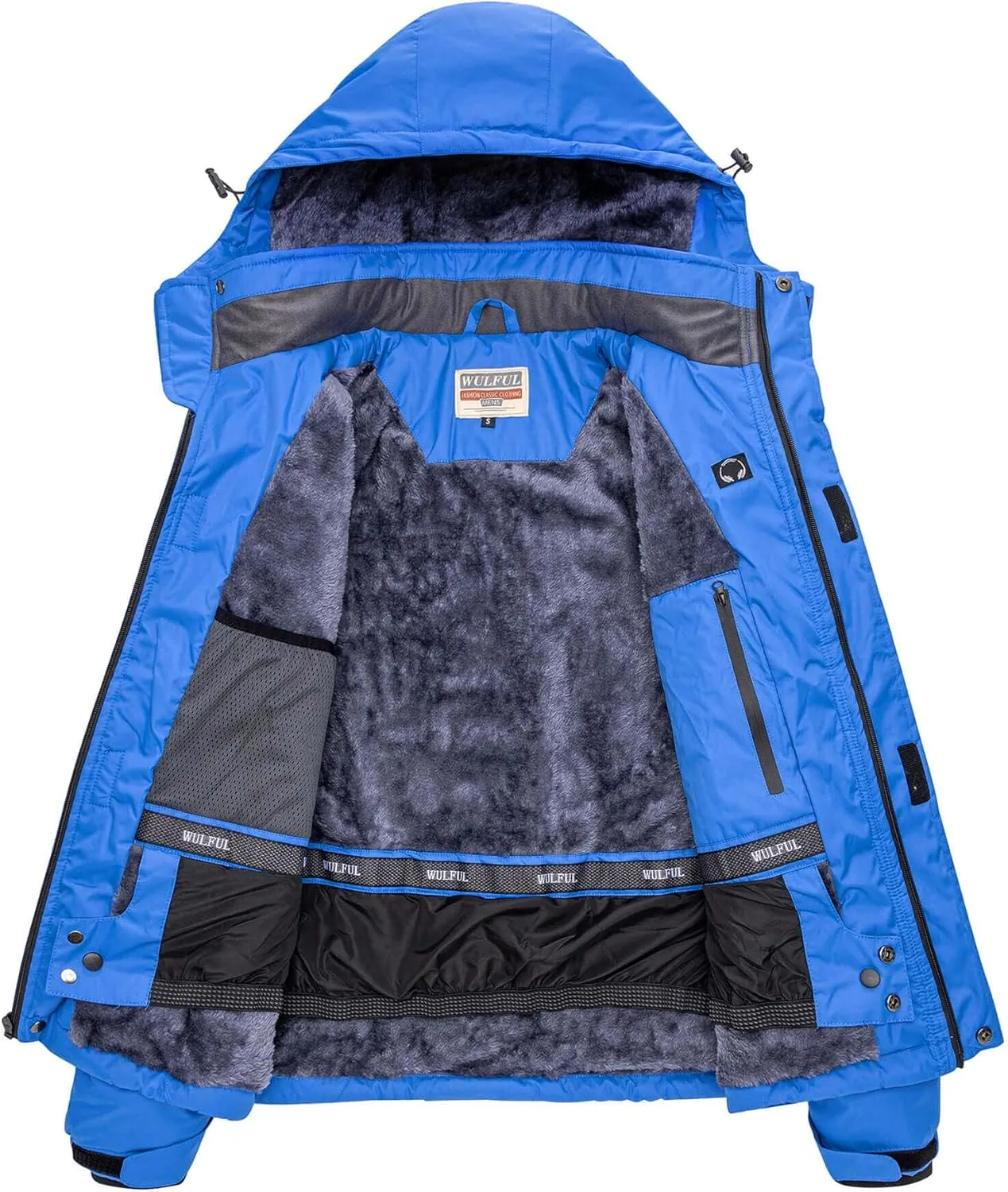 WULFUL Men's Waterproof Ski Jacket Warm Winter Snow Coat Mountain Windbreaker