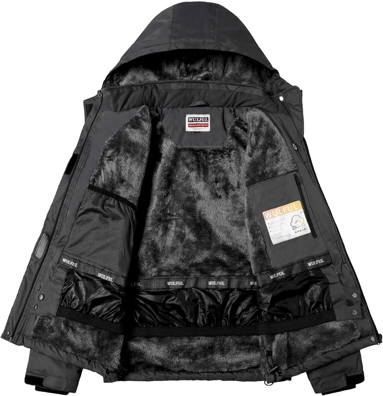 WULFUL Men's Waterproof Ski Jacket Warm Winter Snow Coat Mountain Windbreaker