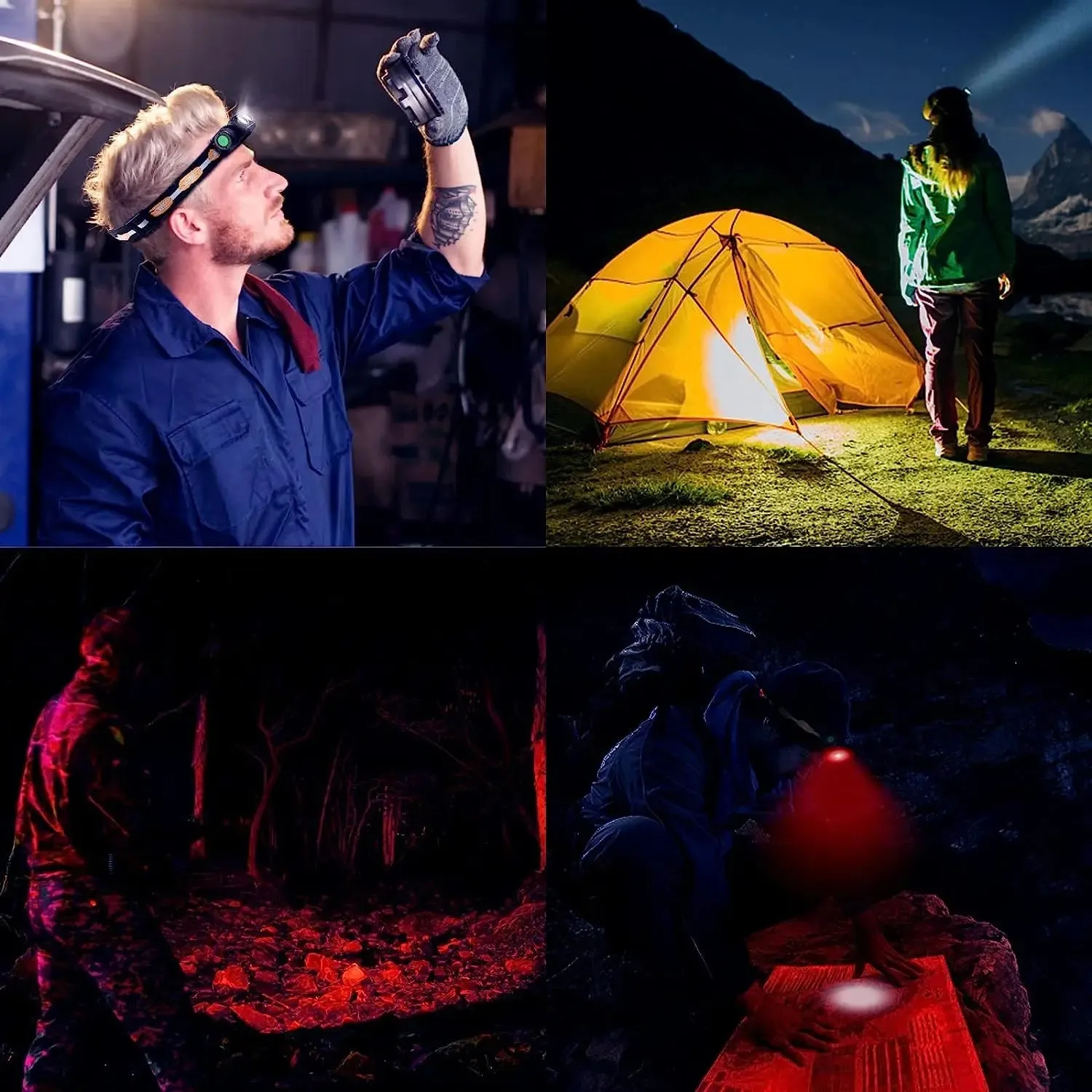 WURKKOS H25LR 500 Lumen 90 CRI Headlamp with Red Light and USB-C Charging