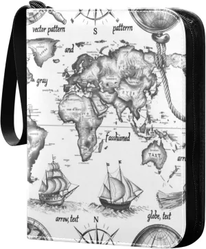 xigua Vintage Pirate Map Card Binder 4-Pockets, Trading Card Binder 400 Pockets Baseball Card Binder Waterproof PU Leather Card Collection Binder for Games Card Album Card