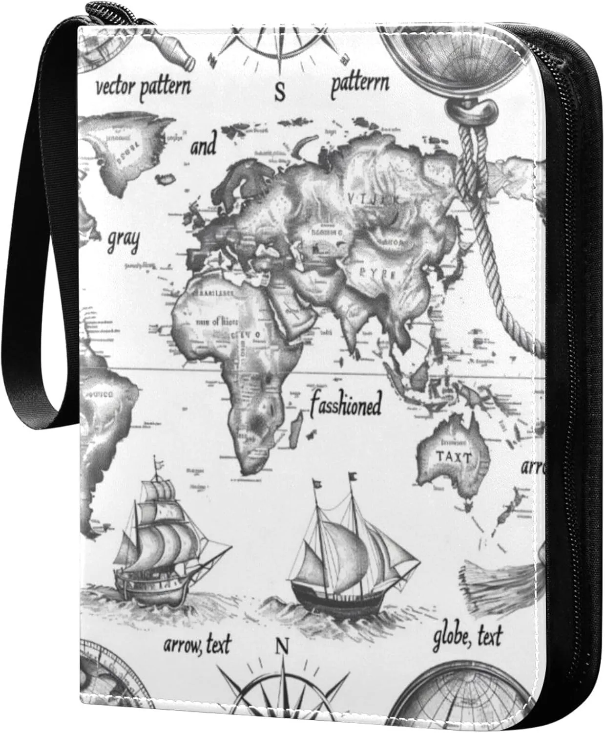xigua Vintage Pirate Map Card Binder 4-Pockets, Trading Card Binder 400 Pockets Baseball Card Binder Waterproof PU Leather Card Collection Binder for Games Card Album Card