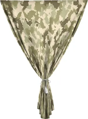 XISUNYA Self Adhesive Portable Blackout Curtains, Camo Room Darkening Curtains, Old Fashioned Camouflage Pattern Classical Jungle Survival Theme Print Bedroom Blackout Curtains,35W x63L Inch