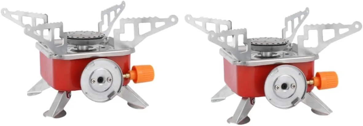 Yardwe 2pcs Portable Burning Stove Foldable Camping Stove for Easy Setup Lightweight Cast Design for Outdoor Cooking Hiking and Picnics