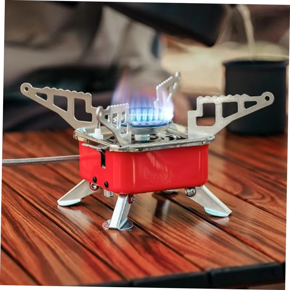 Yardwe 2pcs Portable Burning Stove Foldable Camping Stove for Easy Setup Lightweight Cast Design for Outdoor Cooking Hiking and Picnics