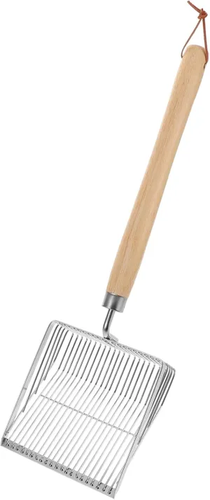 Yardwe Beach Mesh Shovel with Ergonomic Wooden Handle Lightweight Sand Sifter for Explore Shells for Summer Family Beach Fun and Bonding Activities