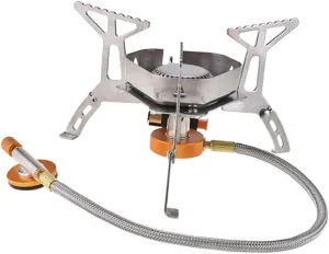 Yardwe Outdoor Cooking Stove Camping Windbreak Burner Propane Heater Split Gas Portable Electronic Ignition Brass Made Alloy Windproof Net Boxed