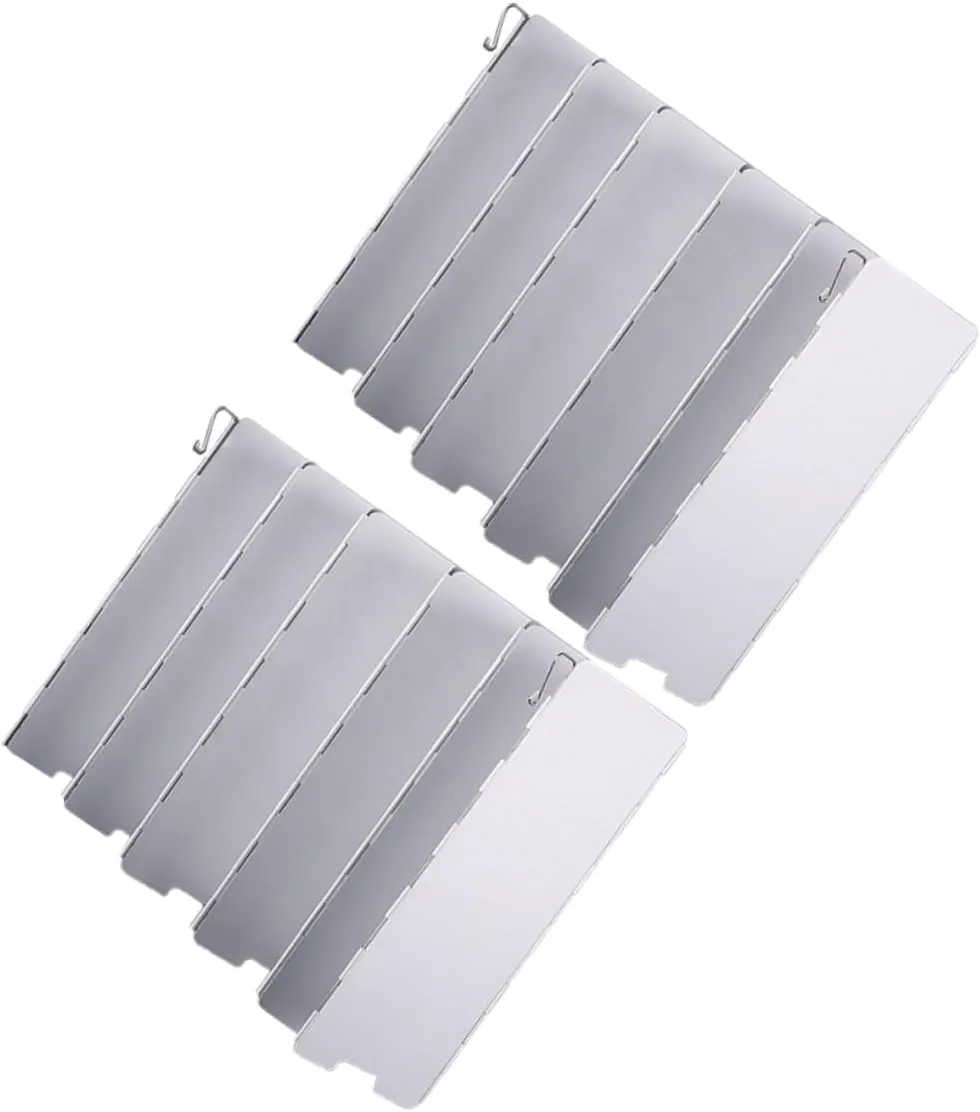 Yardwe Outdoor Wind Shield for Gas Stove 12 Sheet Aluminum Alloy Camping Picnic Windproof Cover Foldable Bag