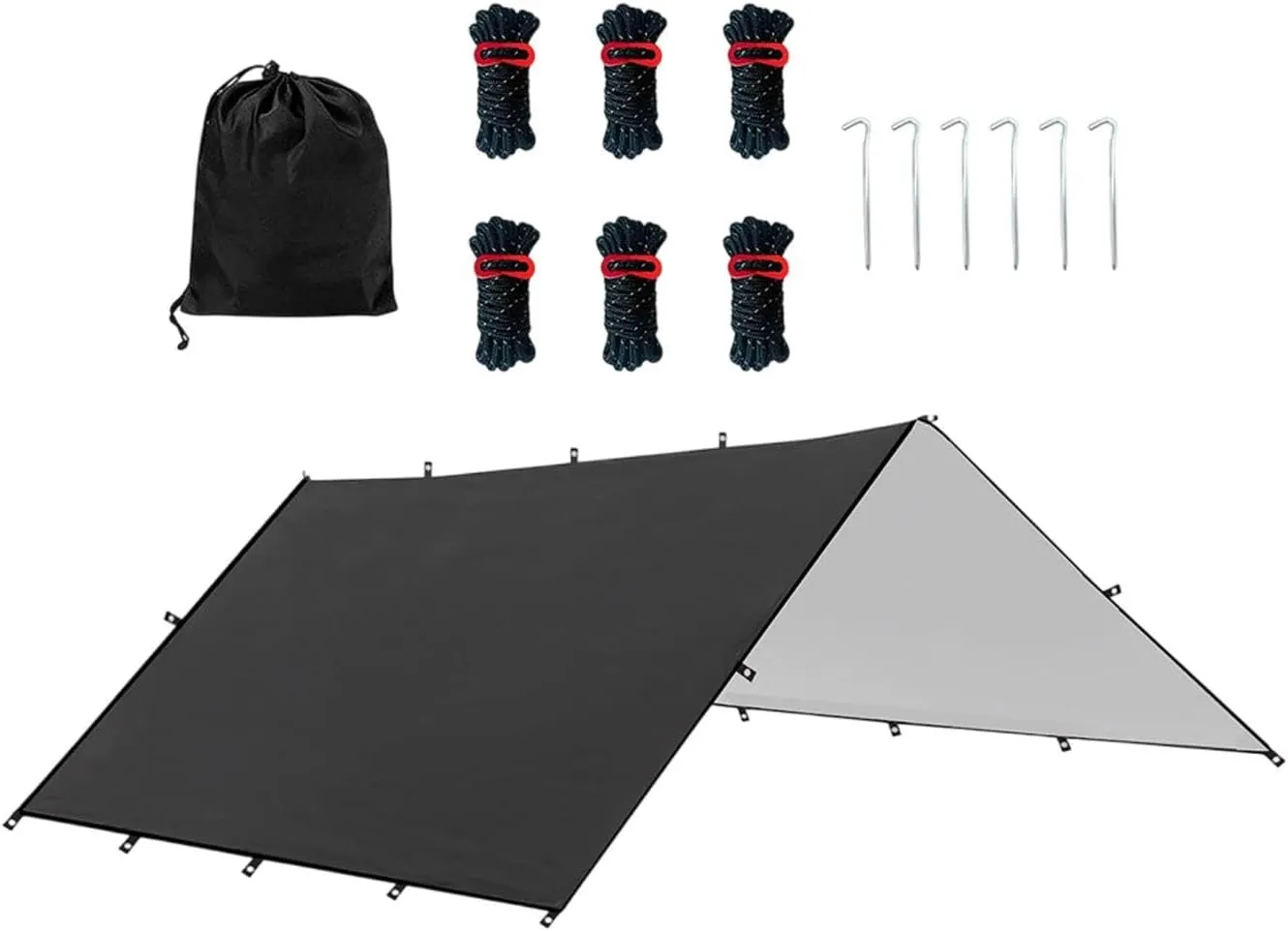 YIJU Hammock Rain Fly Camping Gear Waterproof with Carry Bag Foldable Multipurpose for Hiking Survival Shelter Easily Install, Black S