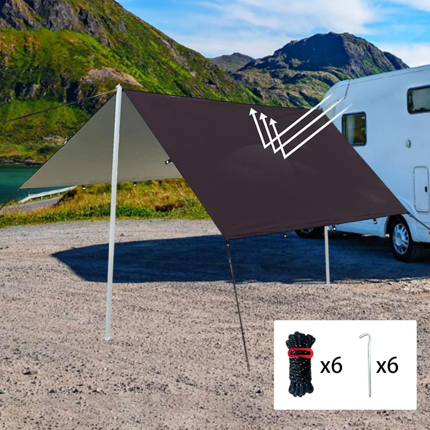 YIJU Hammock Rain Fly Camping Gear Waterproof with Carry Bag Foldable Multipurpose for Hiking Survival Shelter Easily Install, Black S
