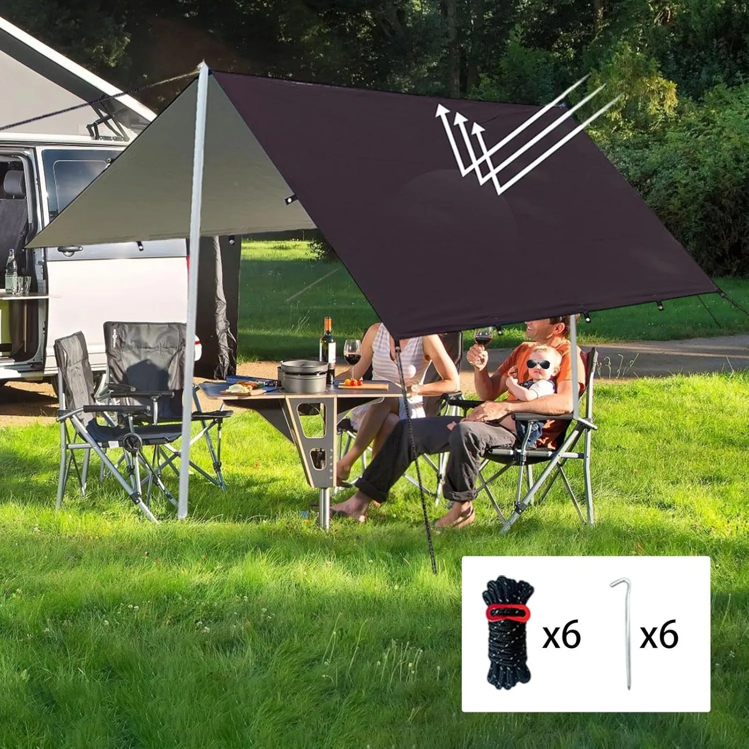 YIJU Hammock Rain Fly Camping Gear Waterproof with Carry Bag Foldable Multipurpose for Hiking Survival Shelter Easily Install, Black S