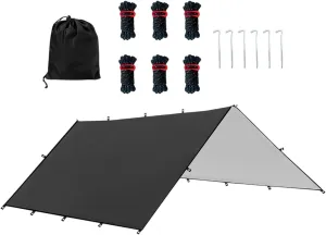 YIJU Hammock Rain Fly Camping Gear Waterproof with Carry Bag Foldable Multipurpose for Hiking Survival Shelter Easily Install, Black S