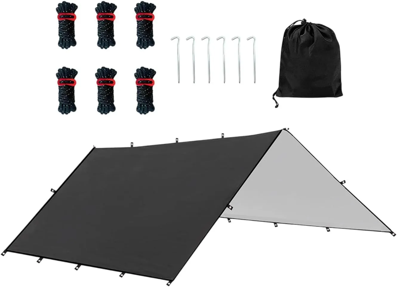 YIJU Hammock Rain Fly Camping Gear Waterproof with Carry Bag Foldable Multipurpose for Hiking Survival Shelter Easily Install, Black S