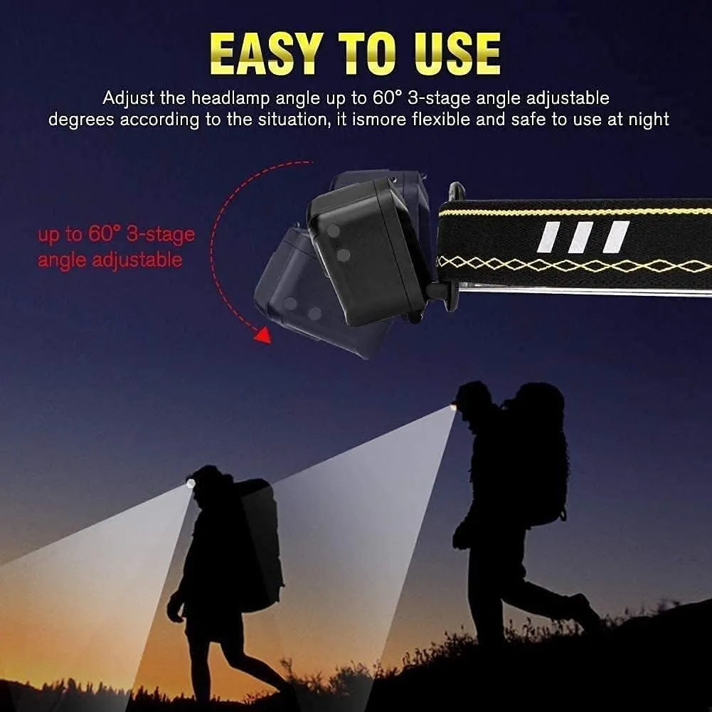 YIRENZUI Rechargeable LED Headlamp Flashlight, Motion Sensor Head Lamp, Waterproof, Bright White Led & Blue Light for Running, Camping, Hiking & More，Most Ideal Choice