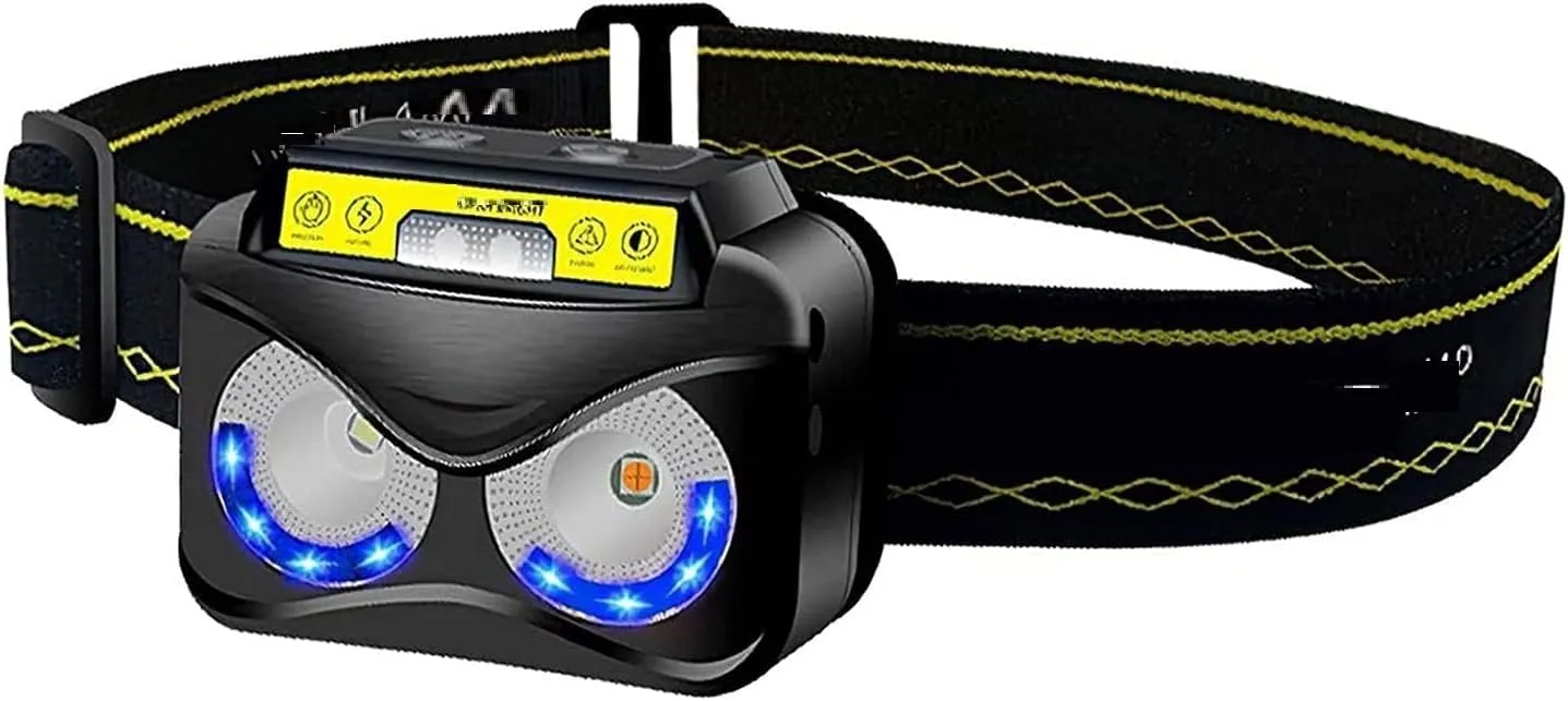 YIRENZUI Rechargeable LED Headlamp Flashlight, Motion Sensor Head Lamp, Waterproof, Bright White Led & Blue Light for Running, Camping, Hiking & More，Most Ideal Choice