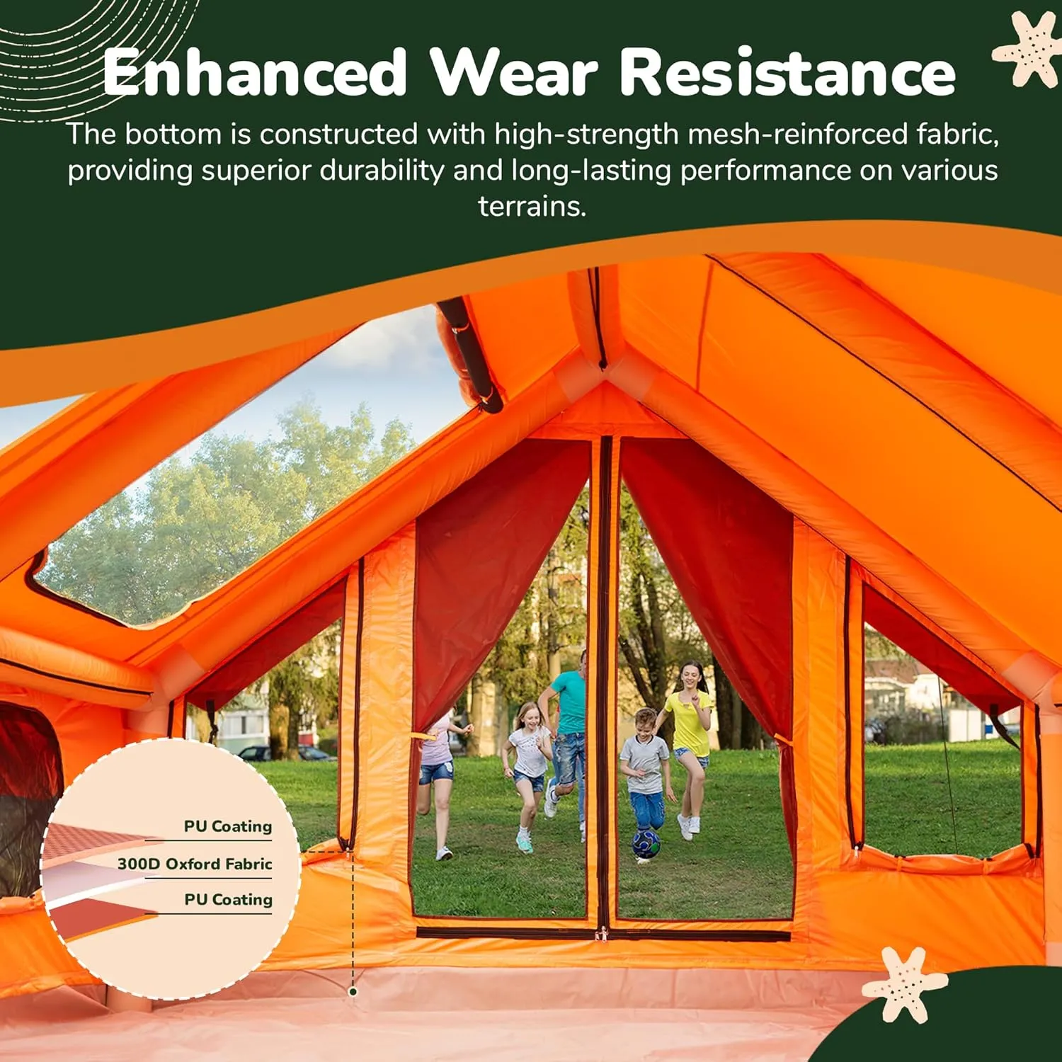 YOLENY Inflatable Tents for Camping, 4/6/8/10/12 Person Tent with TPU Skylight, Mesh Windows, Stove Jack & Pump, Easy Setup 4 Season Glamping Tent, Waterproof & Windproof