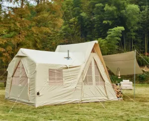 YOLENY Inflatable Tents for Camping, 4/6/8/10/12 Person Tent with TPU Skylight, Mesh Windows, Stove Jack & Pump, Easy Setup 4 Season Glamping Tent, Waterproof & Windproof