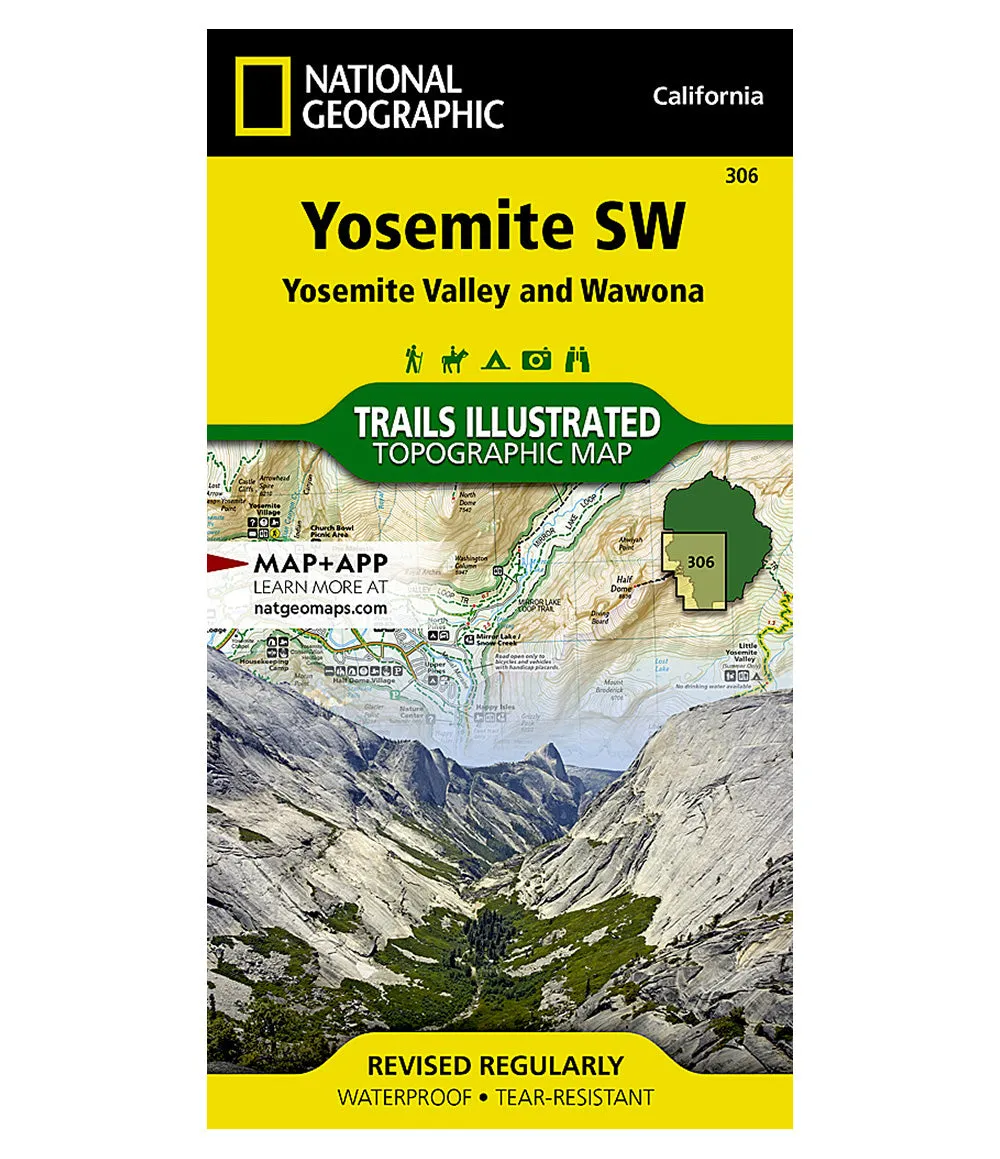 Yosemite SW-Yosemite Valley and Wawona Map